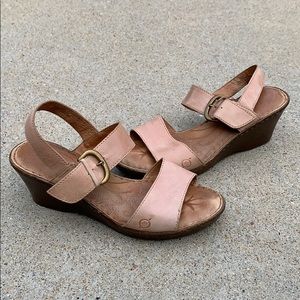 Born slip on strappy buckle side casual wedges